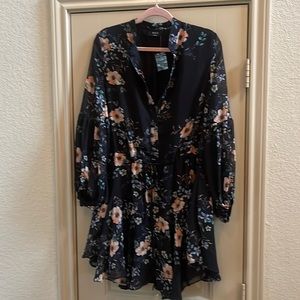 Long sheer sleeved dress. Has draw string waist for synching.